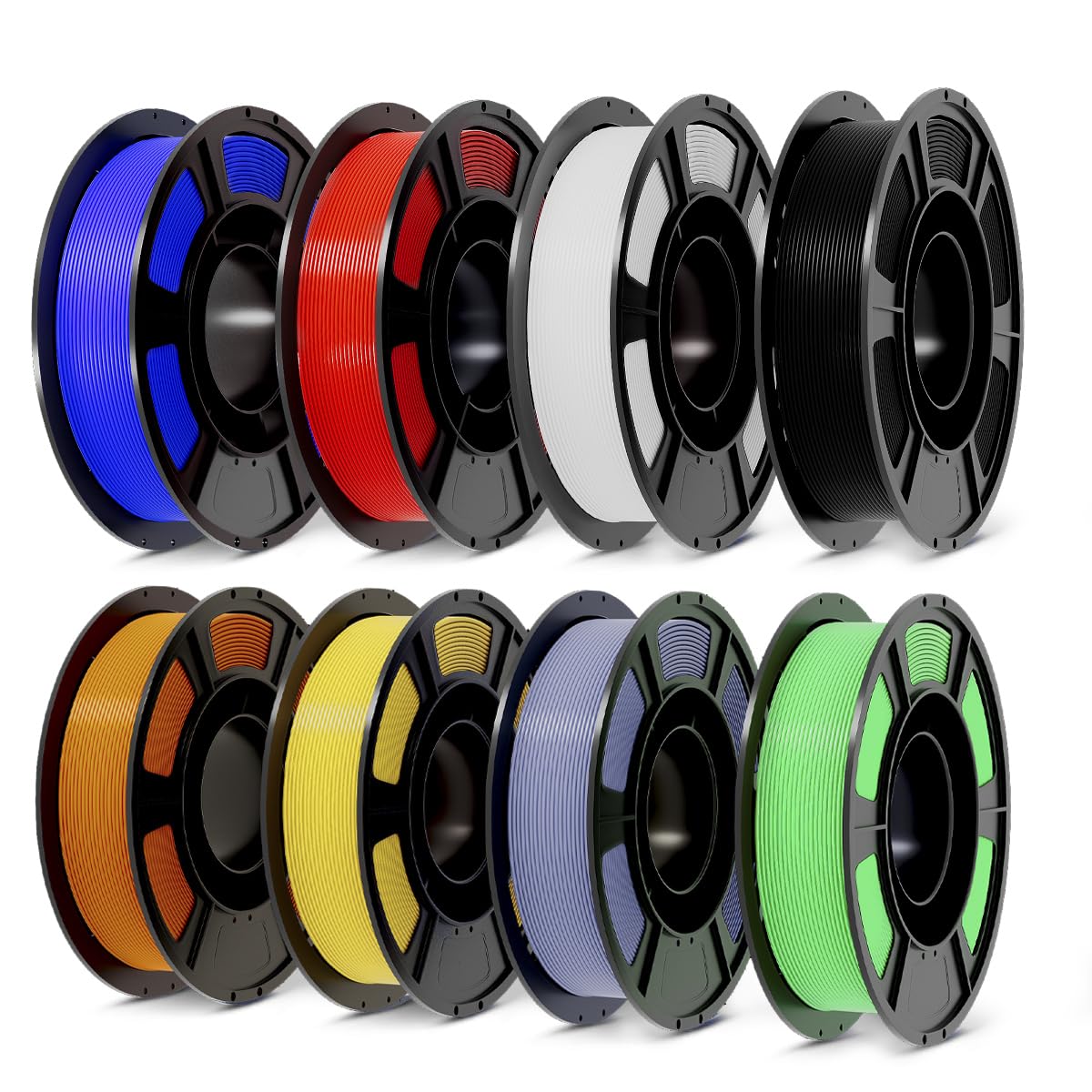 PLA+3D Printer Filament 1.75mm Bundle, Individually Vacuum Packed, Multicolor Dimensional Accuracy +/- 0.02mm, 0.25kg per Spool, 8 Pack, 2KG Total