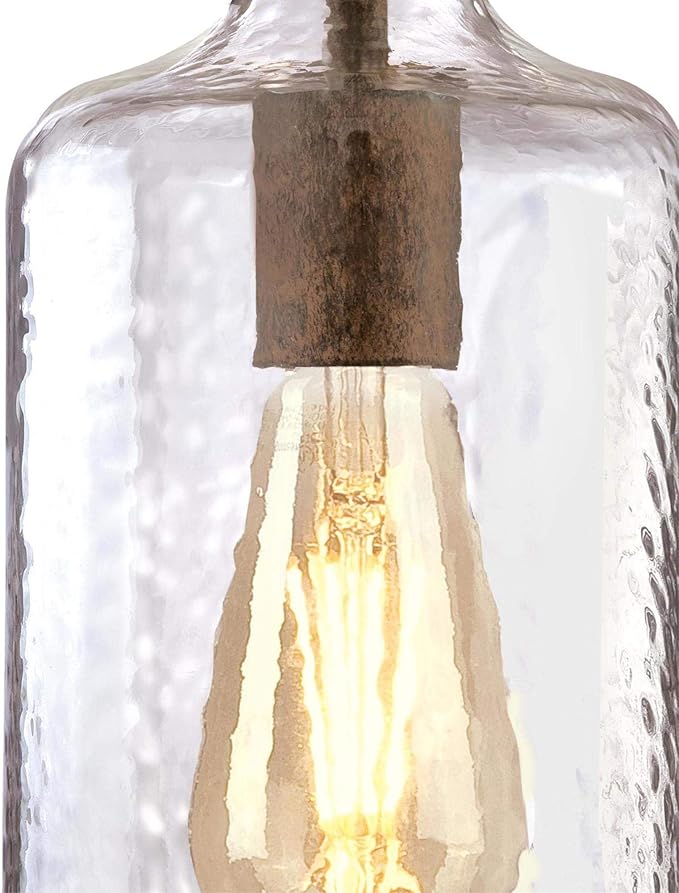 Westinghouse Lighting 6371300, Barnwood Finish with Clear Textured Glass Carmen One-Light Indoor Mini Pendant, one Size