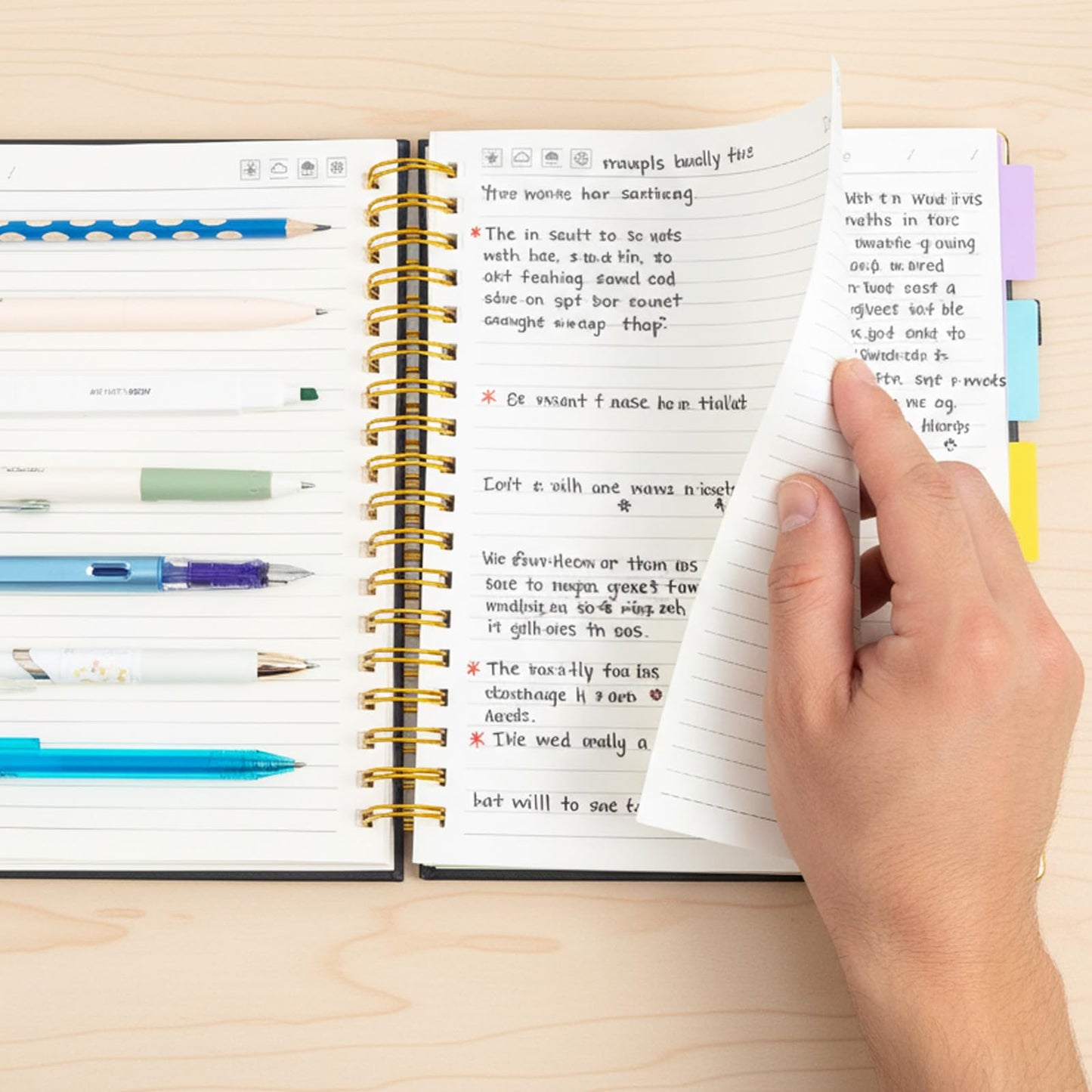 M&G Hardcover Spiral Notebook, 5 Subject Noteboook College Ruled 300 Page, Large 8"x10" B5 Notebooks for Work School, Lined Journal for Women & Men, Black