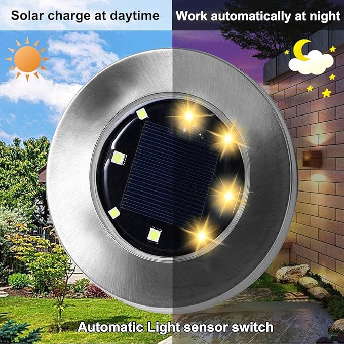 4.6 Inch Diameter Solar Ground Lights, Waterproof Solar Garden Lights, Outdoor Garden Waterproof Bright in-Ground Light, Landscape Lighting for Pathway,Yard,Lawn,Patio,Walkway (12 Pack Warm Light)