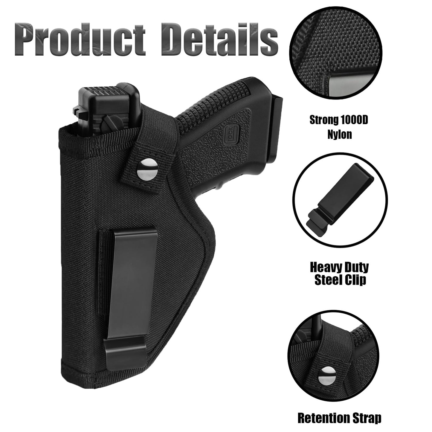 Gun Holster for Men/Women, 380 Holster, Pistol Holster for Glock 43x, IWB/OWB 9mm Holsters, Fits Glock19,17,23,26,27,42,43 S&W M&P Sig (Black)