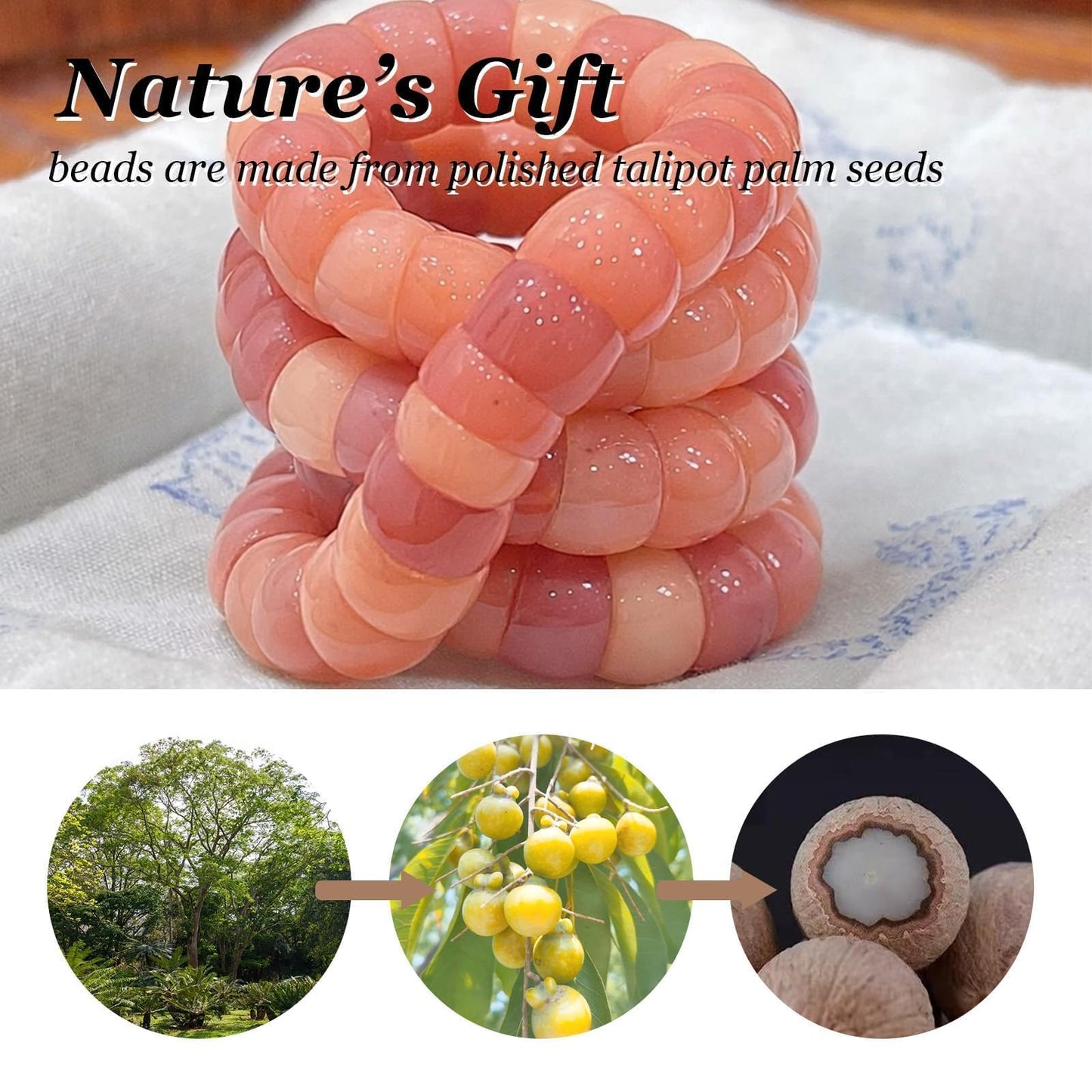 Embtrem Natural Pink Bodhi Fidget Bracelet for Women, Anxiety Bracelet Stress Relief, Mudi Fidget Bracelet, Boho Layered Fashion Jewelry, Summer Casual Accessories