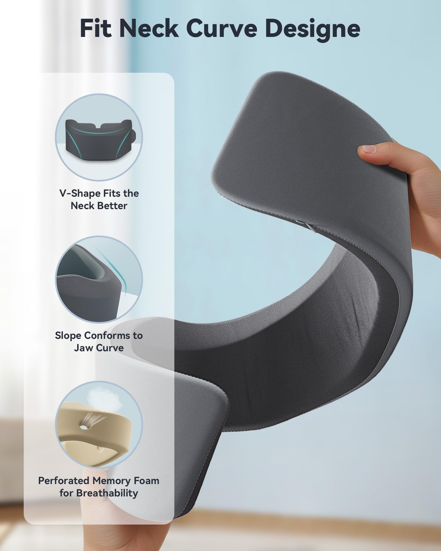 BETOVIN Neck Brace for Sleeping, for Relief Neck Pain and Provide Support Soft Cervical Collar, Neck Support Keep Vertebrae Stable & Aligned Relief of Cervical Spine Pressure Gray (Large Size)