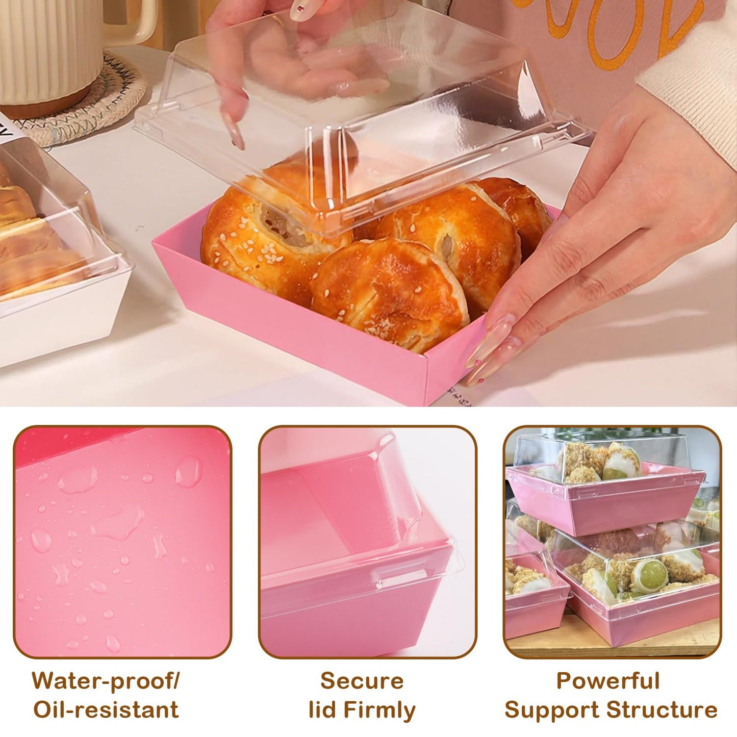 IFUCTYE 50-Pack Disposable Charcuterie Boxes with Clear Lids - 4 Inch To Go Paper Mini Charcuterie Box for Charcuterie, Fruits & Desserts | Gift-Ready Food Presentation Boxes