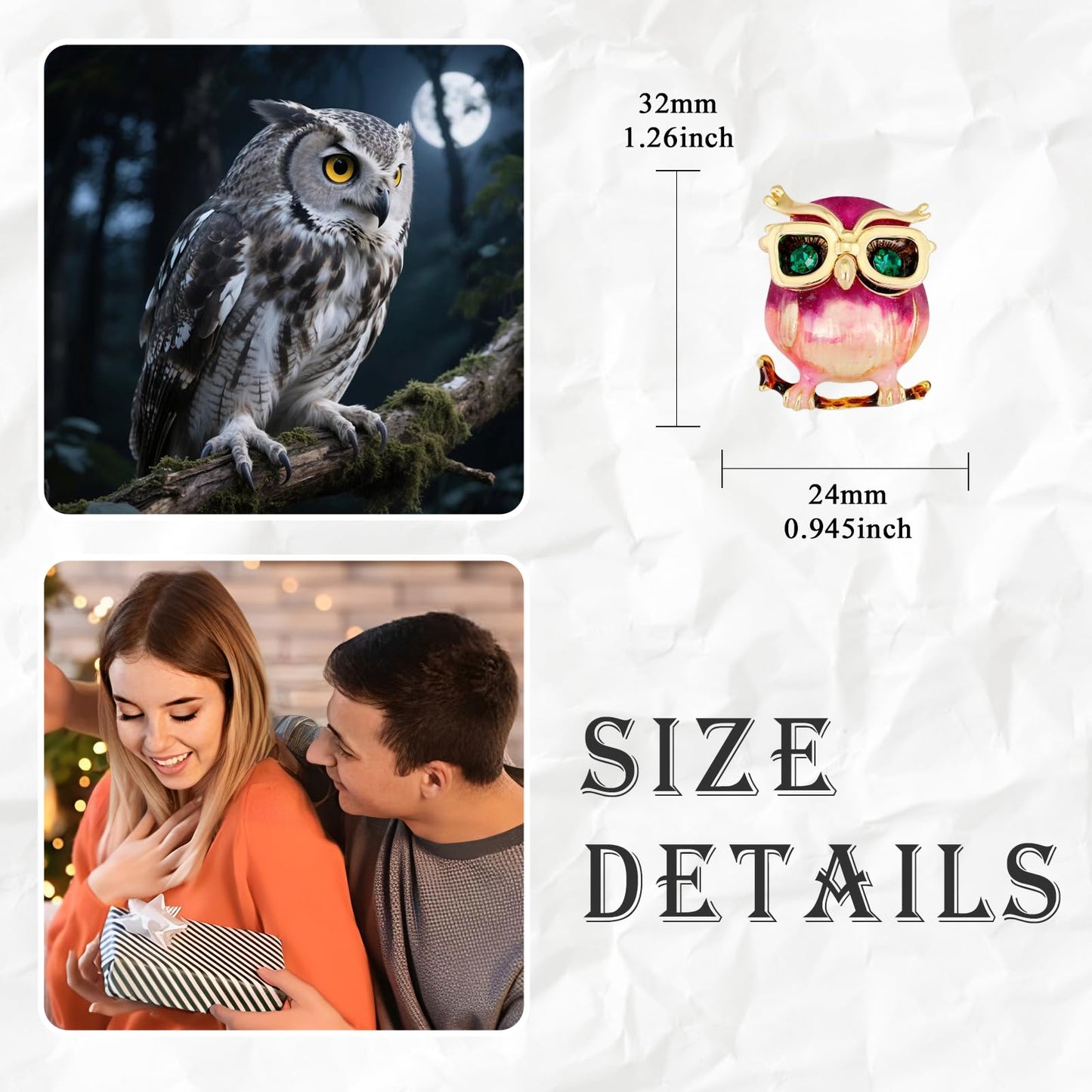 Enamel Owl Brooch for Women Cute Owl Pin Animal Brooch Birthday Holiday Gift for Wife Girlfriend Mother
