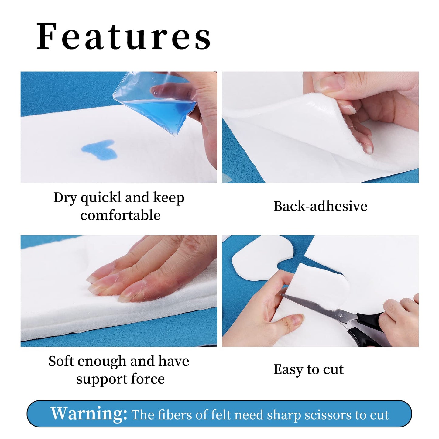 Pllieay Adhesive Felt Premium Grade, Orthopedic Felt Roll 1/4" x 6" x 2.5yd. Quality Rayon Blend for Provide Cushioning and Support in Pain Foot