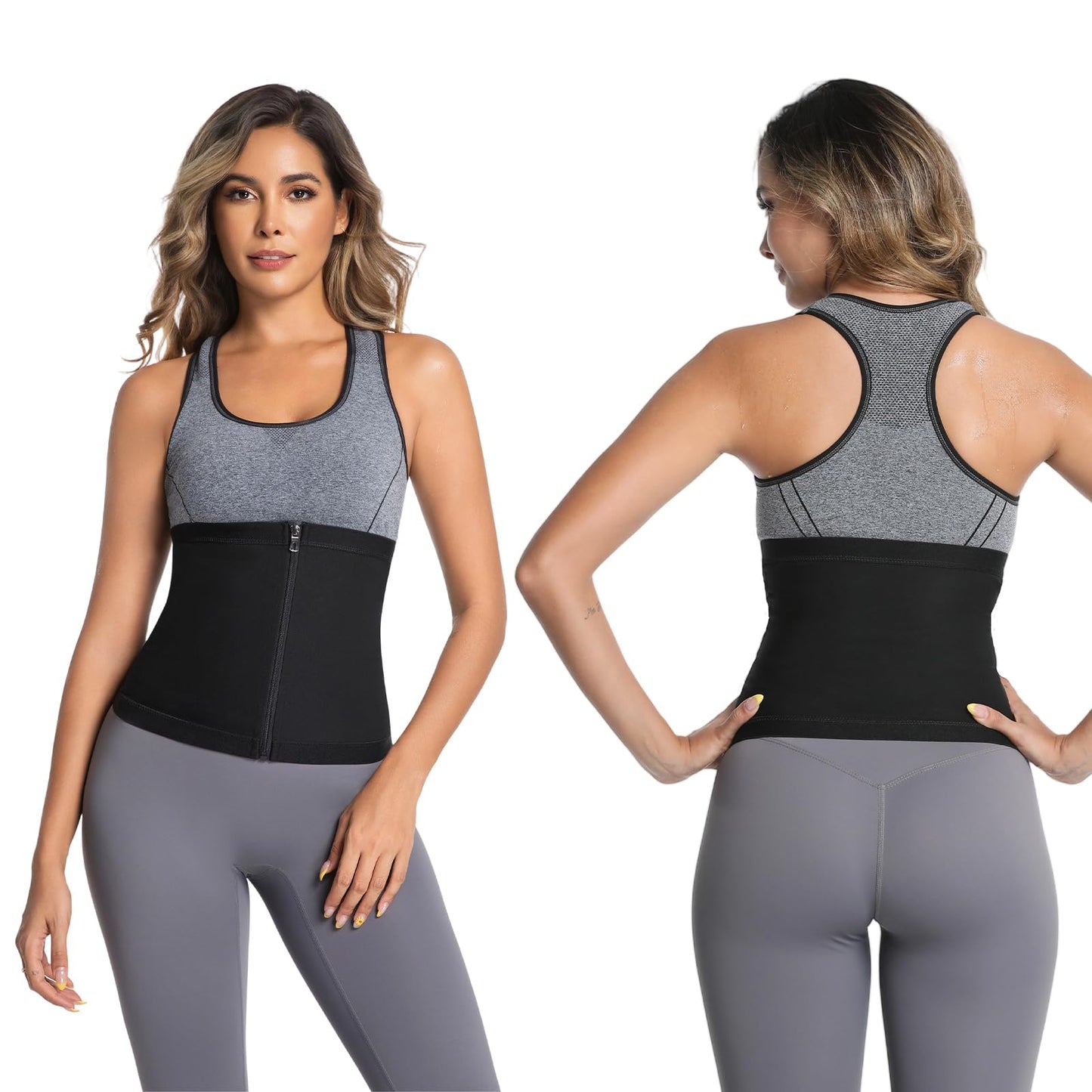 Towintec Waist Trainers for Women Belly Fat Lower Waist Trimmer Sweat Tummy Band for Stomach Weight Loss Body Shaper Corset Tummy Wrap Workout Sports Compression Slimming Belt Sauna Suit(Blue,S)
