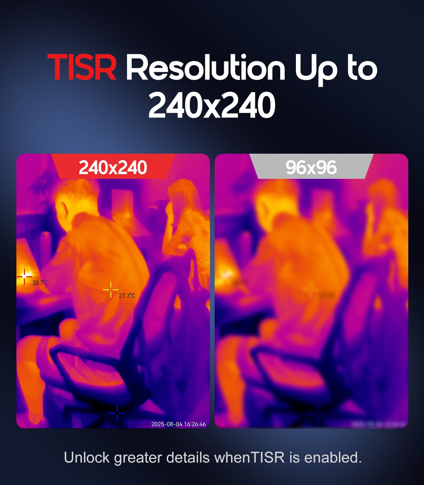 Flagfront Thermal Camera, 240 x 240 TISR Resolution, -4°F to 1022°F Temp Range, 25Hz Infrared Camera with Temperature Alarm, 50°FOV Handheld Thermal Imaging Camera