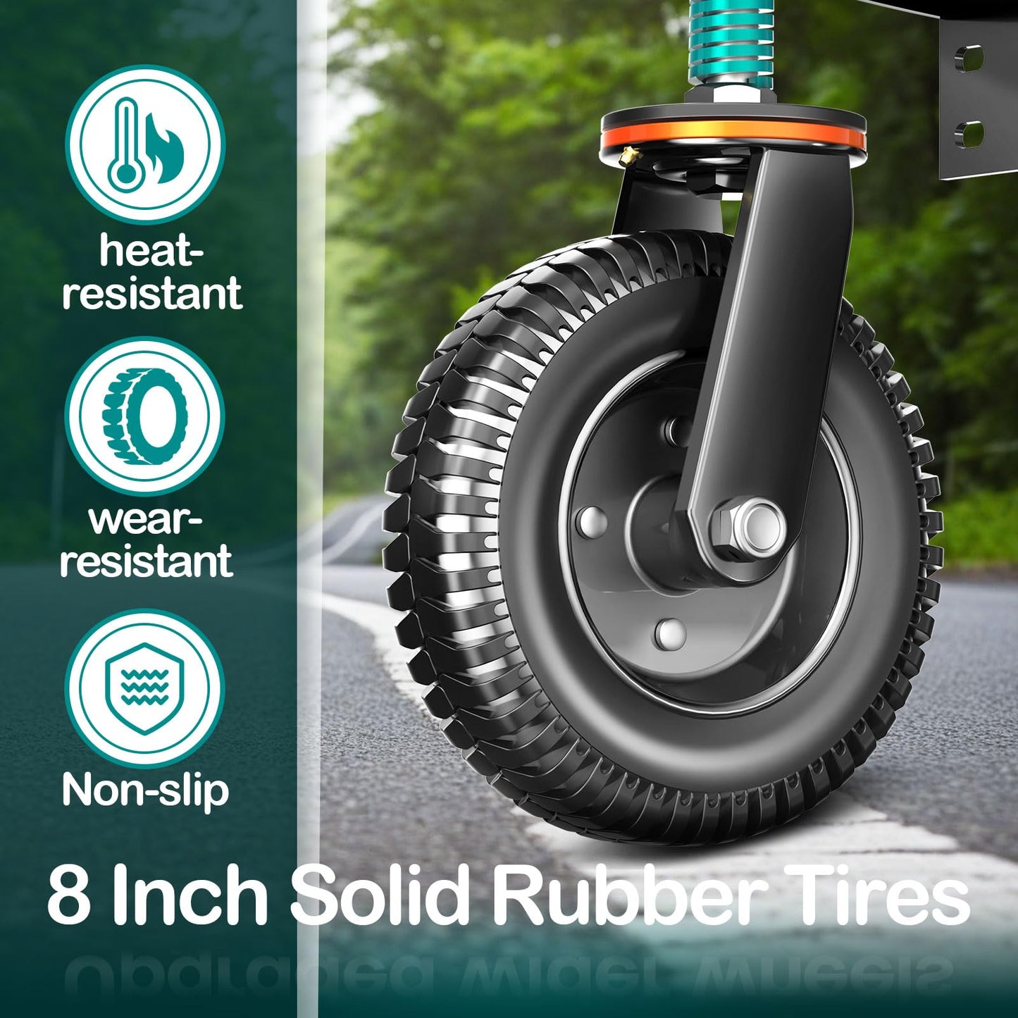 8 Inch Heavy Duty Gate Wheel, 750 lb Capacity, Fits Metal Tube Gates and Wooden Gates, 360° Swivel Spring-Loaded Caster. Gate Wheel for Smooth Operation. (8-INCH 2PACK)