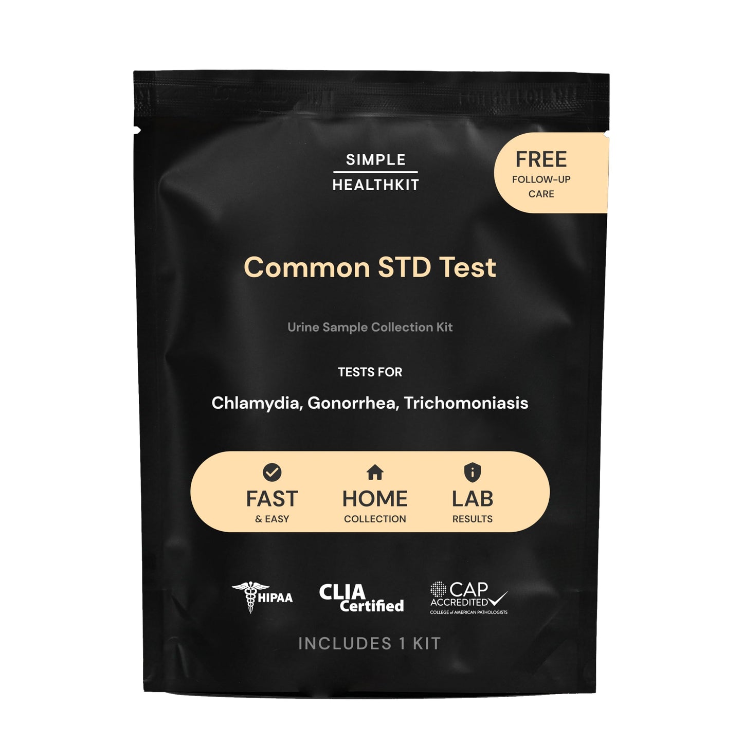 Simple HealthKit At-Home Common STD Test Kit for Chlamydia, Gonorrhea & Trichomoniasis - Tests for the Most Common STDs - Free Follow-Up/Telehealth & High Quality Lab Results