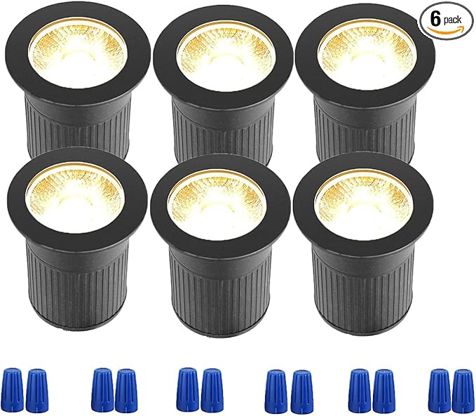 RNEHON 10W In-Ground Well Light,Voltage 12-24V, In-Ground Lighting, Low Voltage Landscape Pathway Lights, IP67 Waterproof, Aluminum, 3000K Outdoor Lighting for Yard,Lawn,Garden,Patio,Pack of 6