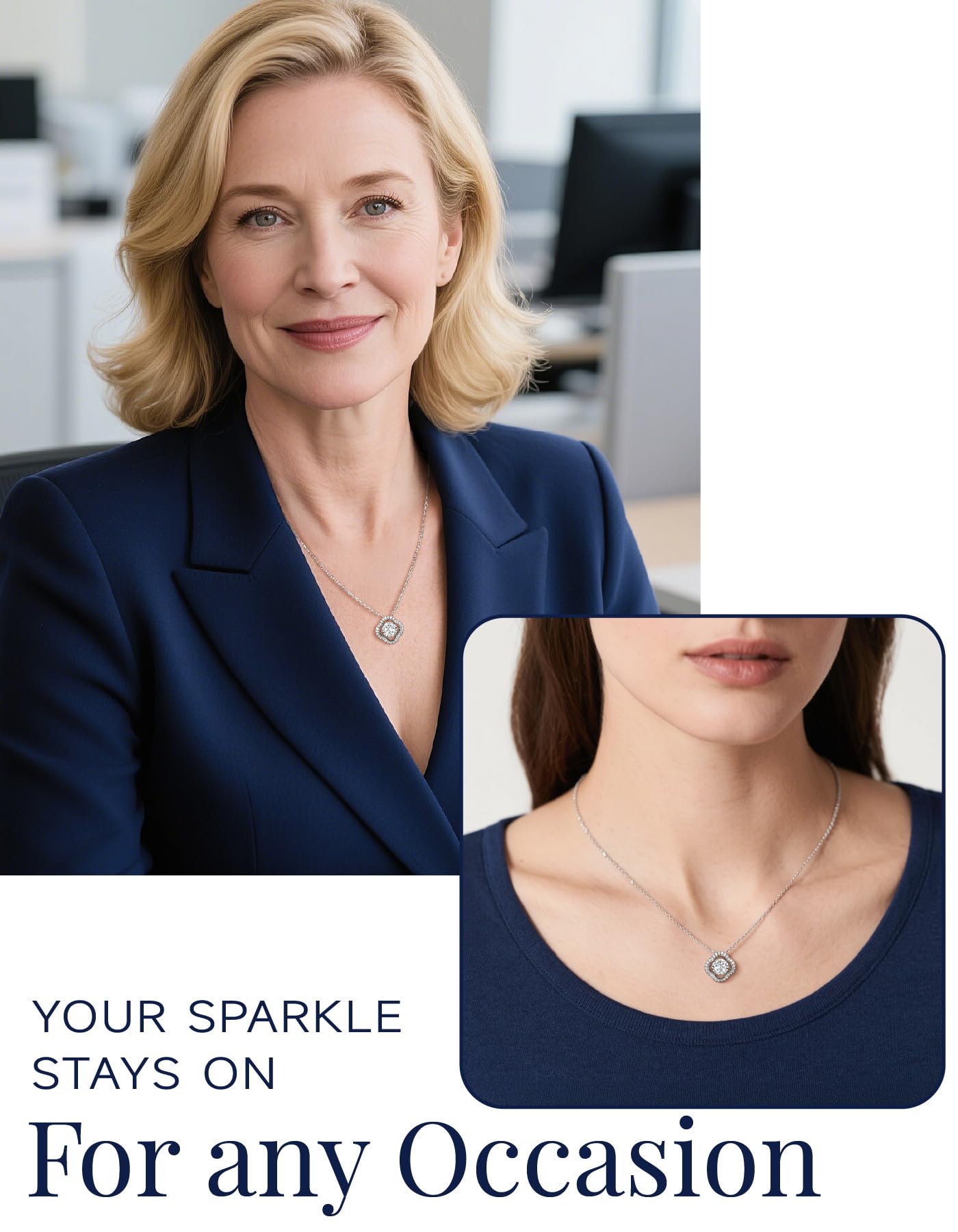 MomentWish Clover Necklace,Sparkling Gift for Her,1Carat Dancing Moissanite Necklace for Women, 925 Sterling Silver Foating Diamond Pendant for Birthday Anniversary