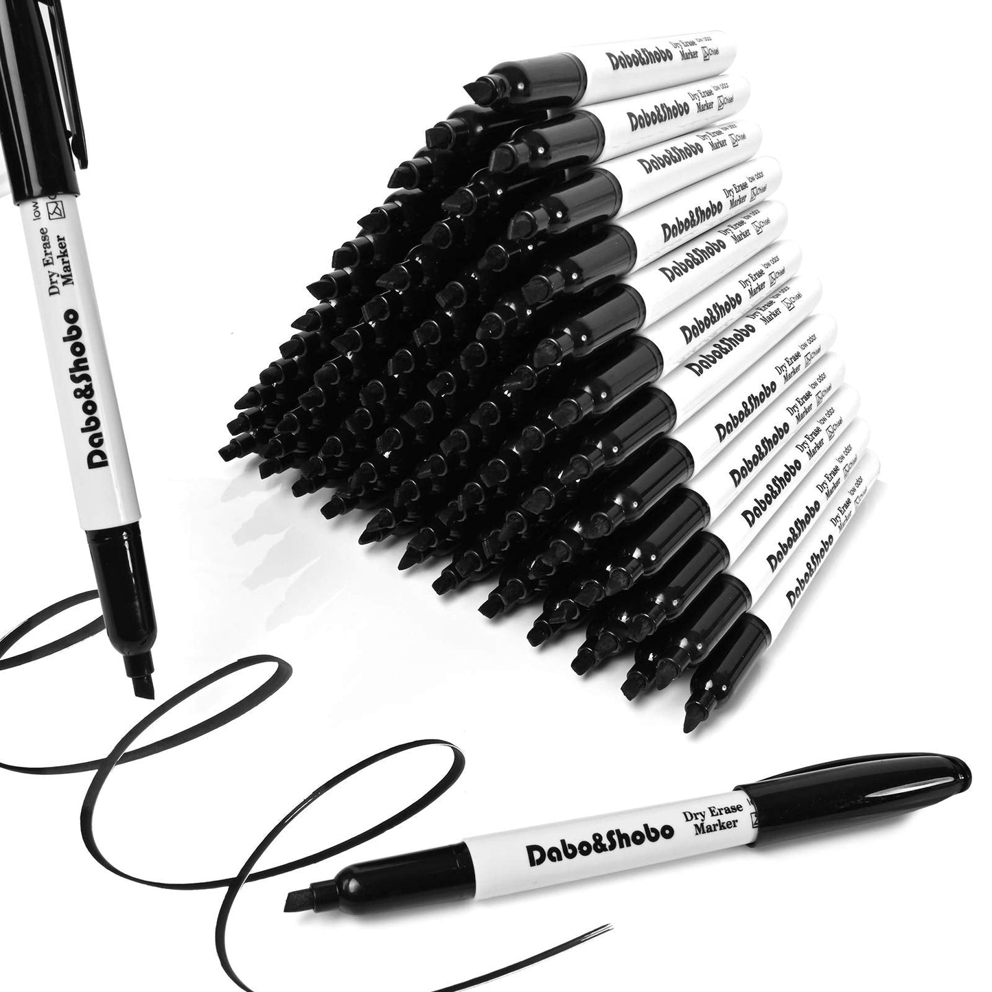 Dabo&Shobo Dry Erase Markers, （80 Count, Black,Chisel Tip）-White Board Markers/Pens ，Very Suitable for Writing on The School、 Office 、Home Dry Erase whiteboard Mirror Glass…