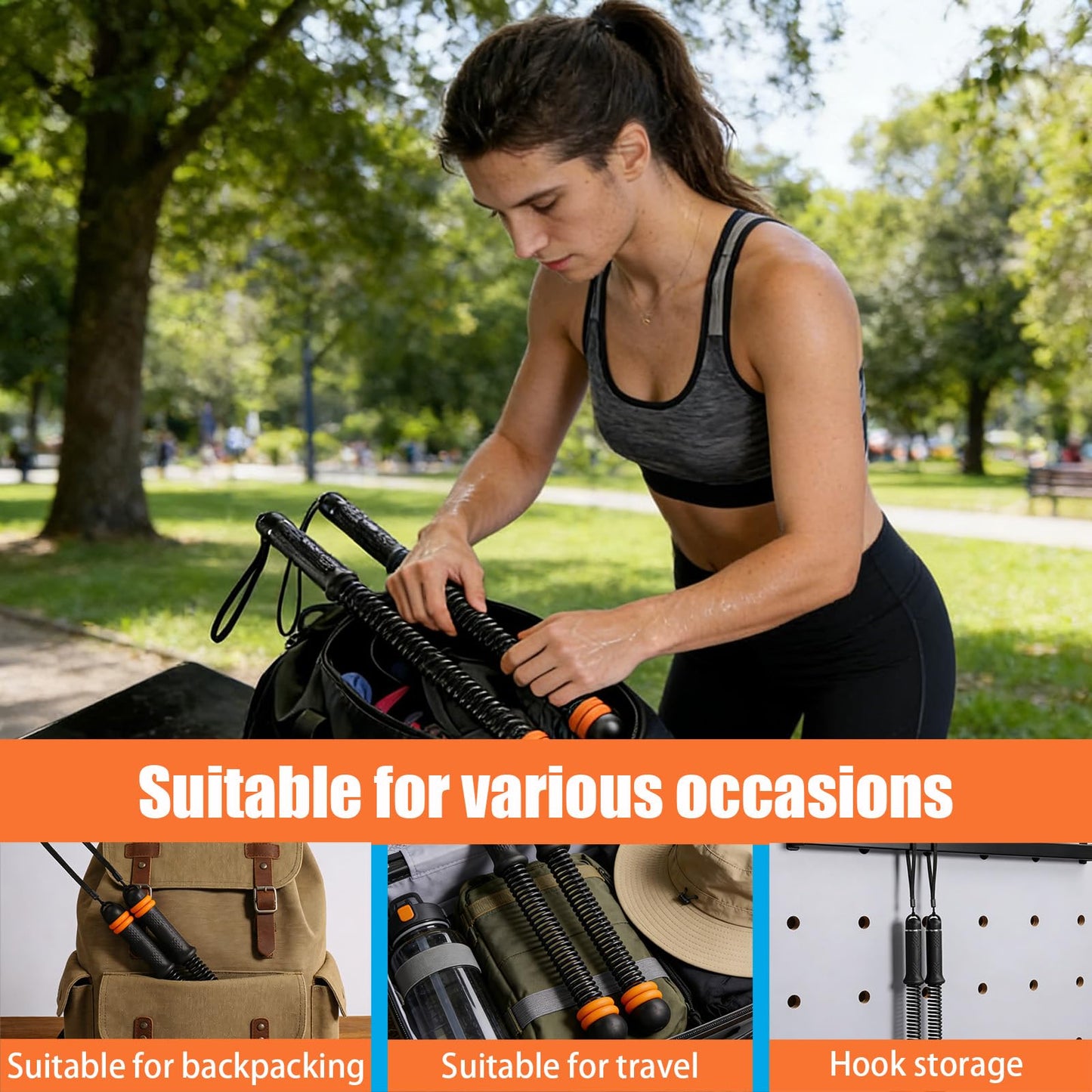Weighted Ropeless Battle Ropes Adjustable Ropeless Battle Ropes for Home Gym Portable and Quiet Training Rope for Men & Women Exercise Rope for Core Strength with Poster and Storage Bag