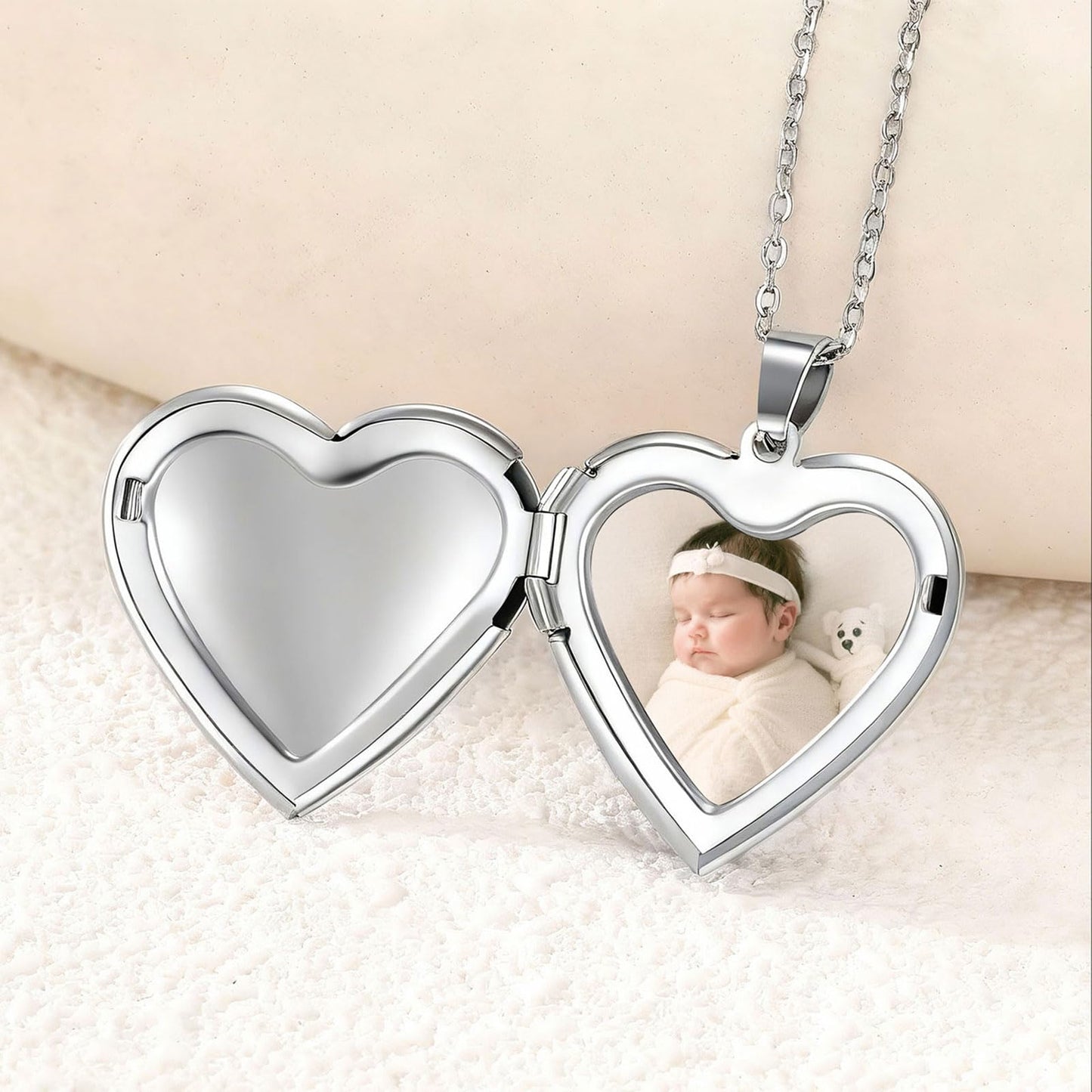 PHOCKSIN I Love you to the Moon and Back Custom Locket Necklace, Personalized Heart Photo Locket Necklace - Customized Memorial Lockets That Holds Pictures for Women