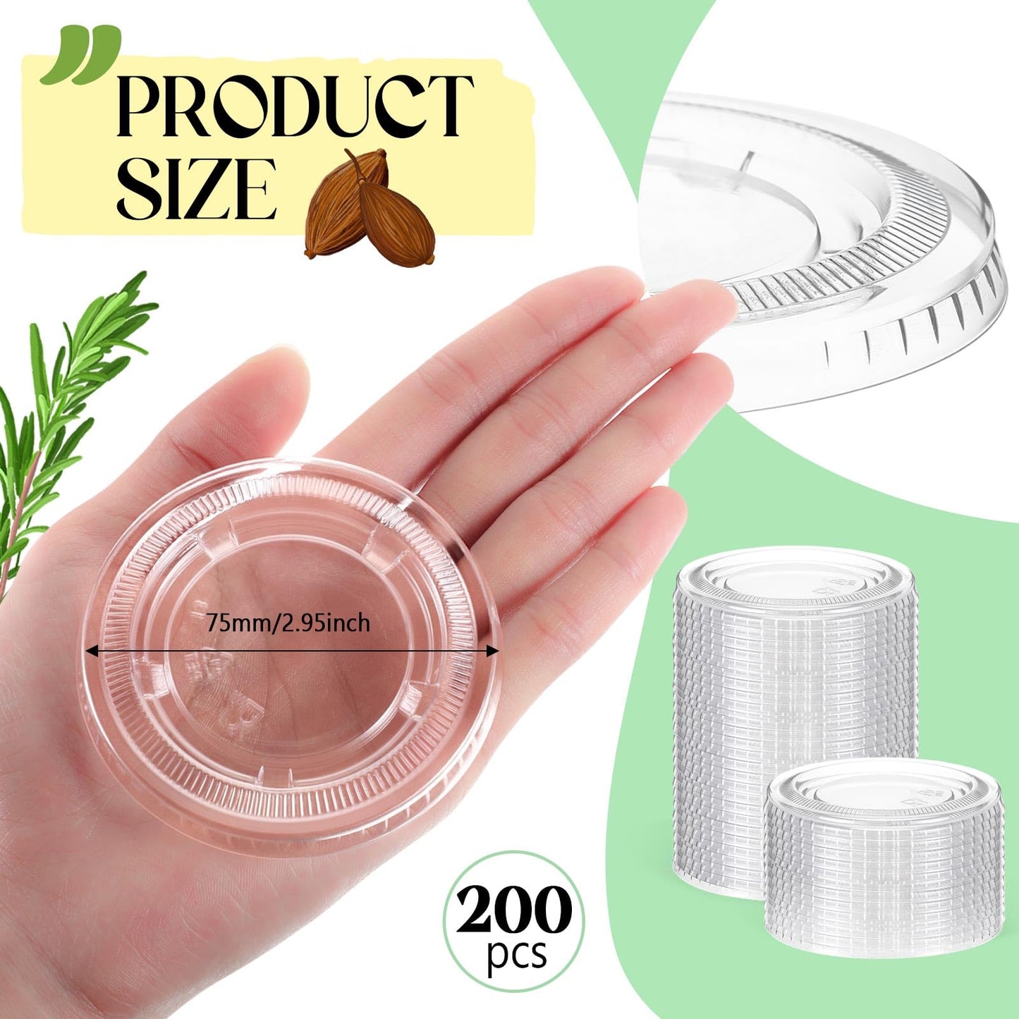 Acellegic 200 Pcs Plastic Cup Lids for Portion Cups Disposable Clear Portion Cup Lids Souffle Lid Plastic Food Prep Supplies for Restaurant, Cafe, Catering, Party (3.25oz 4.5oz 5oz)