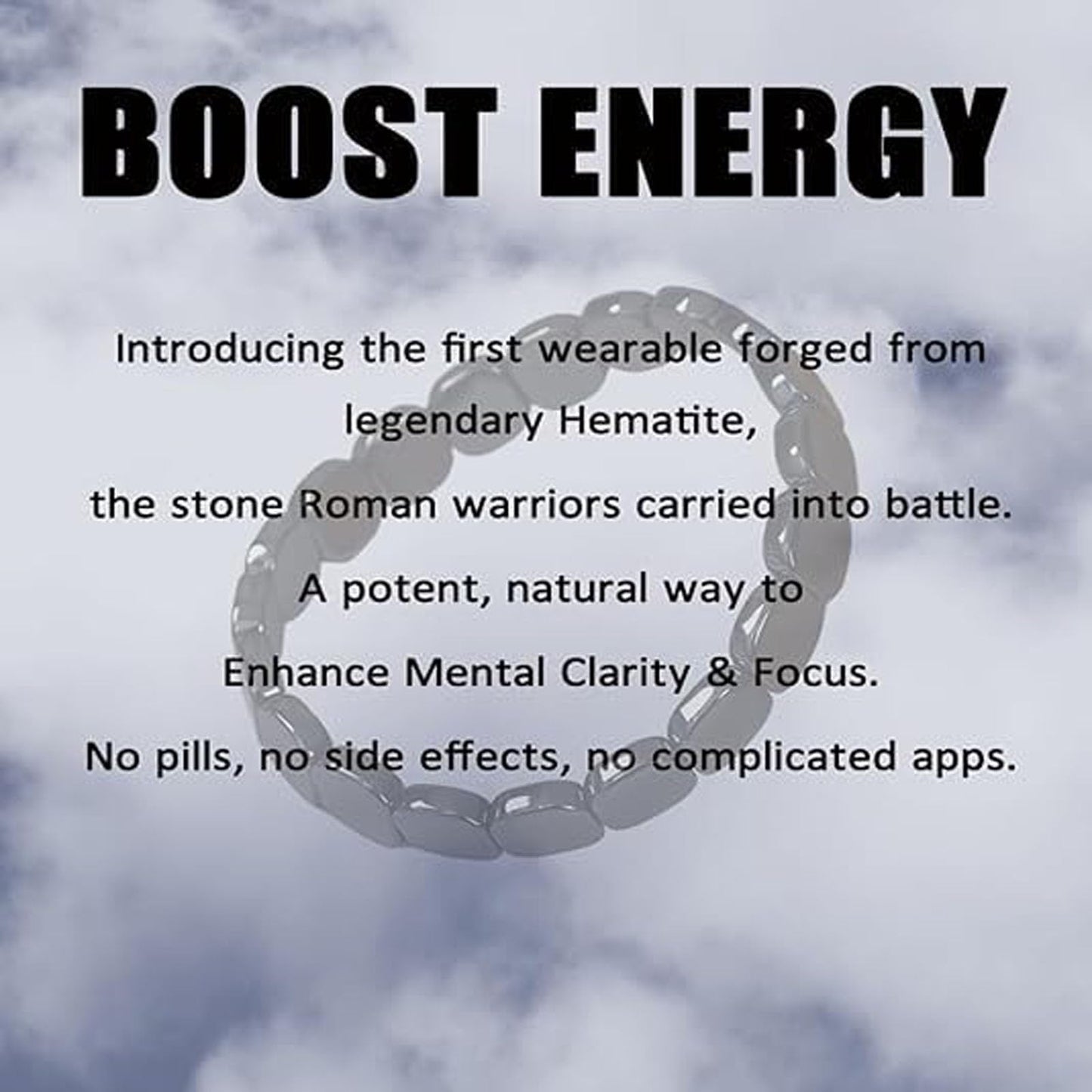 ZCVFA Hemys Hematite Bracelet, Natural Power Stone Adjustable Elastic Legendary Hematite Restore Confidence & Your Edge Health and Healing Power Energy Crystal Beaded Bracelets Jewelry（1 Pcs）