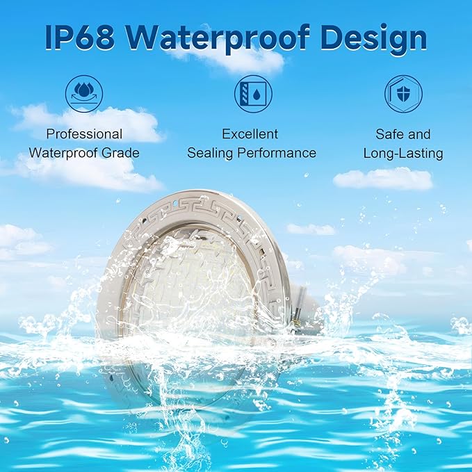 120V Pool Lights for Inground Pool, 10 Inch LED Pool Light with 50FT Cord, 35W Swimming Pool Lights Fits 10'' Large Wet Niche, Stainless Steel Housing, Cool White 4000LM,IP68 Waterproof