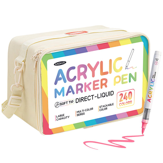 Hopesky 240 Colors Acrylic Paint Markers, Brush Tip Multi Surface Acrylic Paint Pens Set Perfect for Canvas, Wood, Stone, Fabric & DIY Crafts