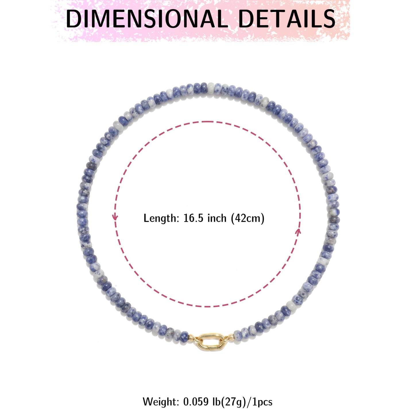 CONRAN KREMIX Blue and White Stone Beaded Necklace for Women,Natural Stone Bead Choker Necklaces Boho Summer Beach Necklace Gemstone Jewelry Gift for Women