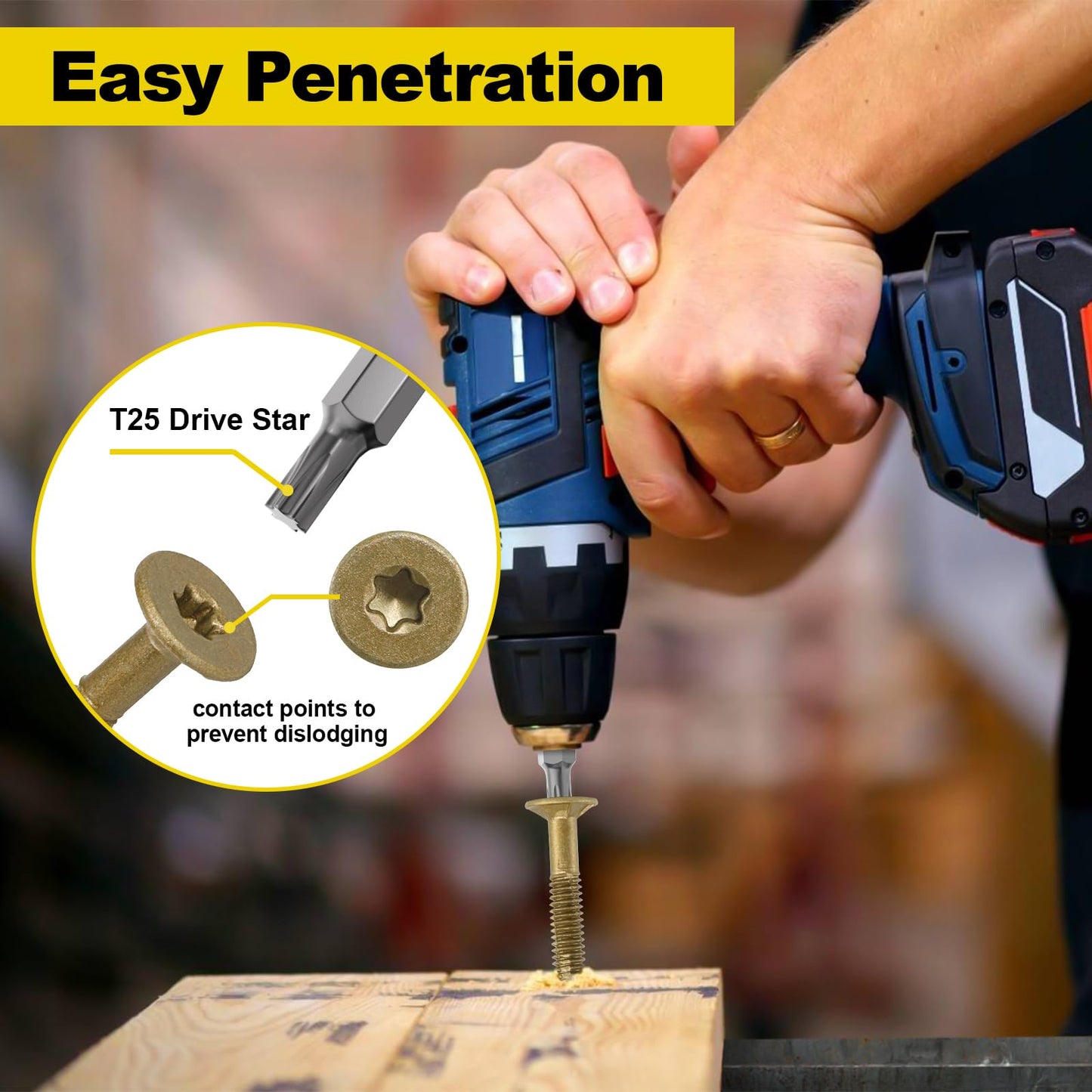 FMhotu #10 x 2-1/2" Trailer Deck Screws, Self-Tapping Sheet Wood Metal Screw, 576Pcs T25 Star Bits Reamer Tek Screws for Trailers, for Attaching Wood to Steel