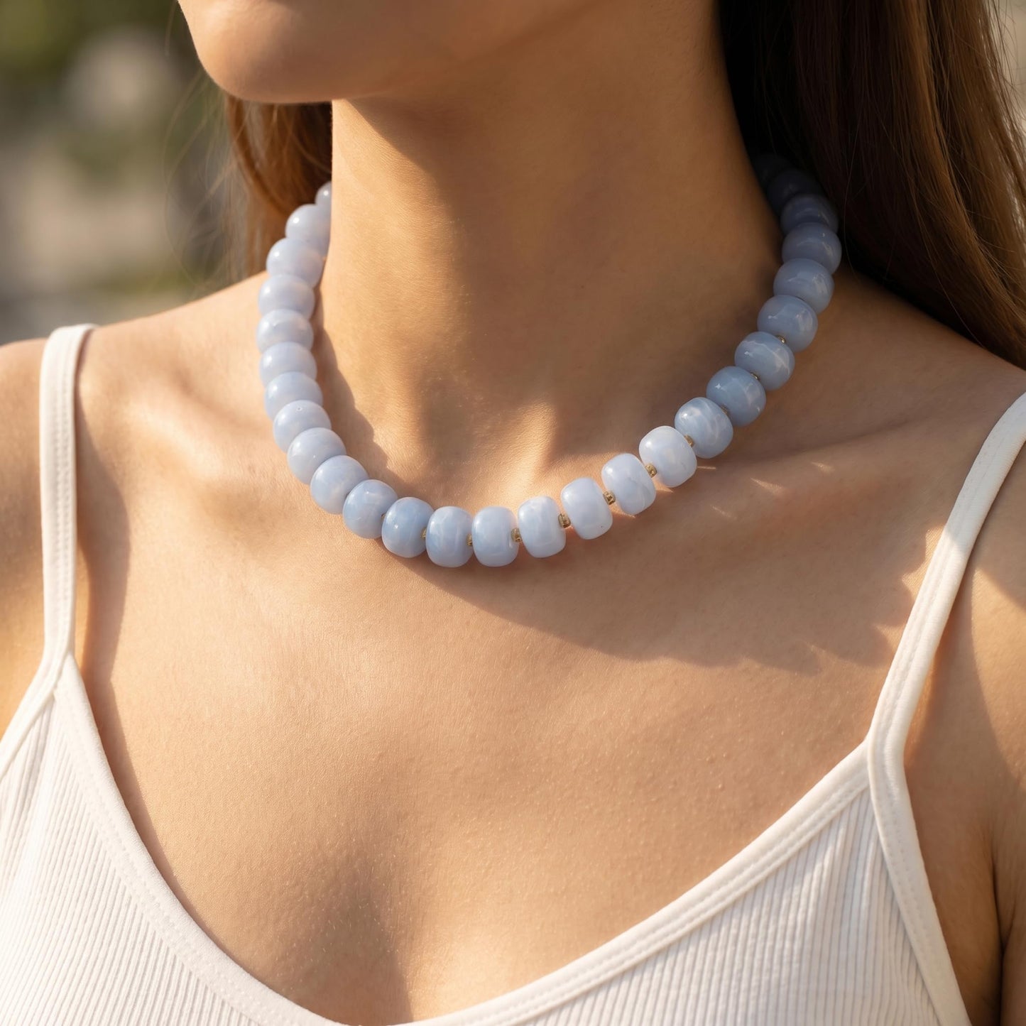 Badu Blue Chunky Beaded Necklace for Women,Acrylic Bead Choker Statement Necklace Cute Trendy Necklaces Jewelry Gifts