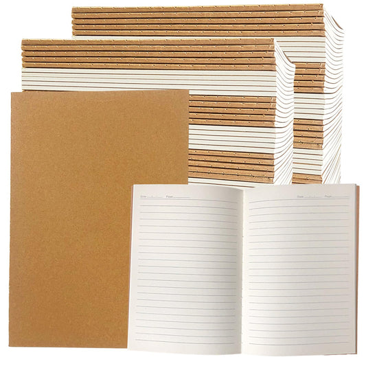 ToiULik 120 Pack Kraft Paper Notebook Journals A5 Journal Softcover Ruled Lined Journals Notebooks Bulk for Adult Students Writing Sketch Travel Journal School Office Supplies