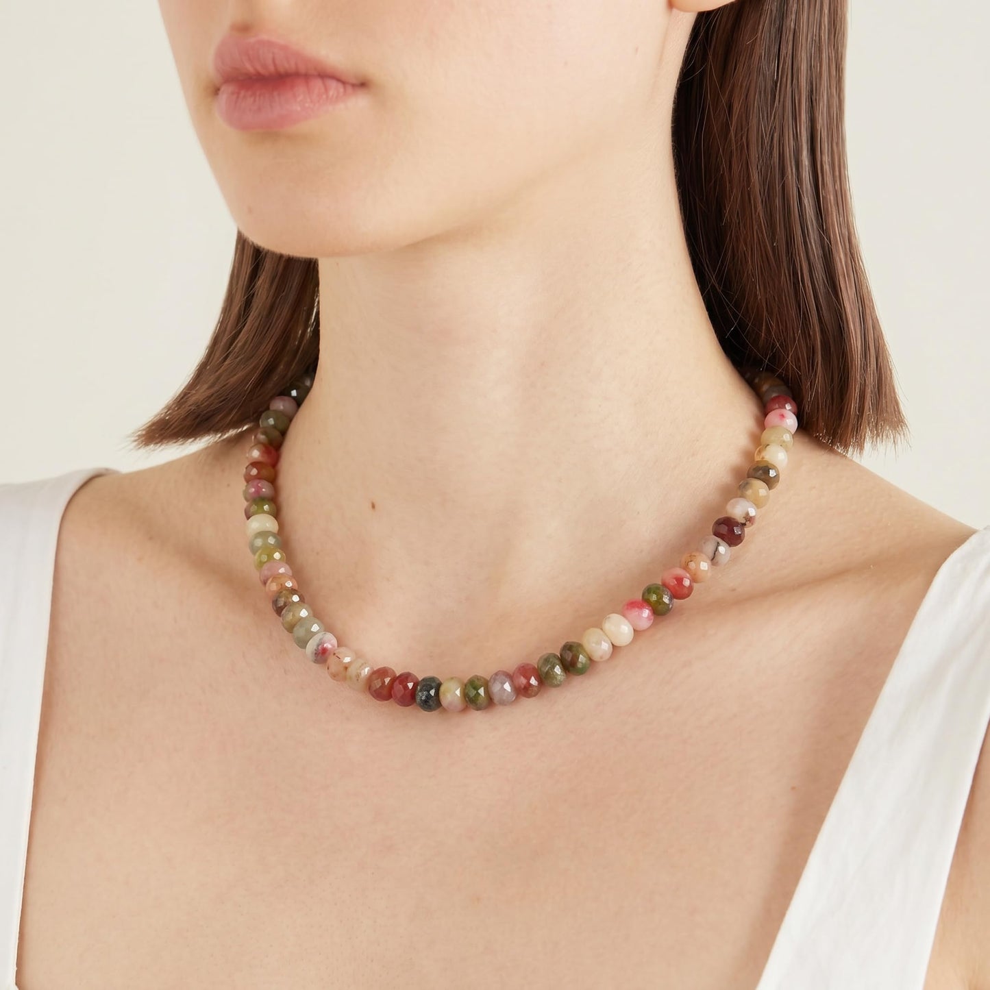 Badu Pomegranate Gemstone Beaded Necklace for Women Natural Stone Bead Beach Choker Necklace Fashion Trendy Jewelry Gifts