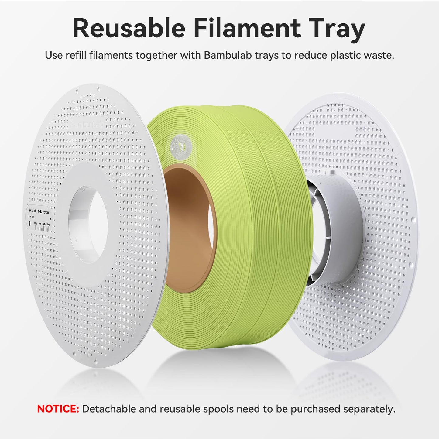 Bamboo PLA Matte Refill Filament 1.75mm 1 KG (2.2lbs) with RFID for Bambu Lab A1/X1/P1 Series 3D Printers,Easy to Print, 3D Printing Filament,No Spool, +/- 0.03mm (Scarlet Red 11200)