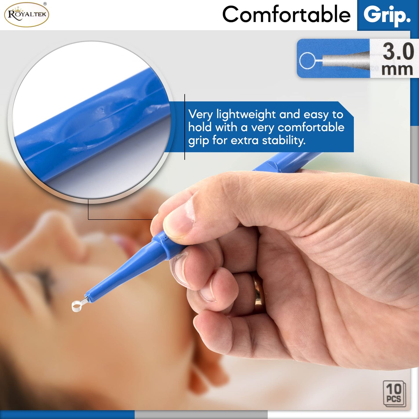 Sterile Disposable Dermal Curettes, Easy Peel Packing - Box of 10 (3.00 mm)