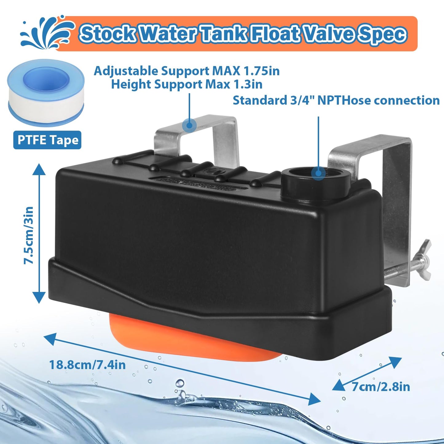 Water Trough Float Valve Livestock Stock Tank Float Valve for Water Tank of Pond Farm Livestock Cattle Goat Horse Pool,2PCS Automatic Control Waterer Level