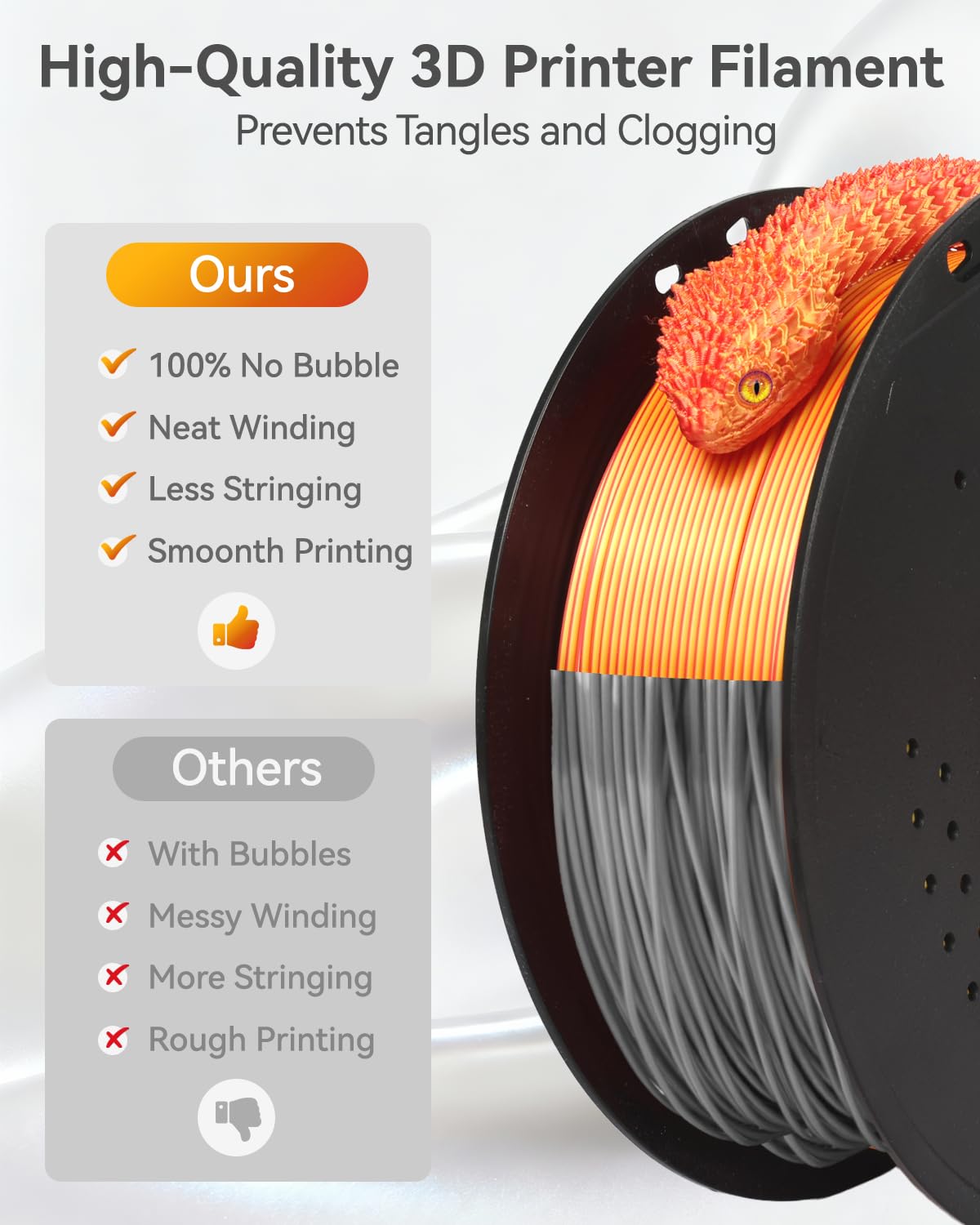 Epelay Silk PLA 3D Printer Filament, Dual Color 1.75mm Bundle, Shiny Color Changing Smooth Silk Surface, 1kg (2.2lbs) Spool, Fits Most FDM 3D Printers, Red Gold