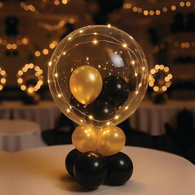 Lightsfever warm white led balloons with batteries, wedding proposal decorations clear transparent for helium or air, birthday party, halloween decor