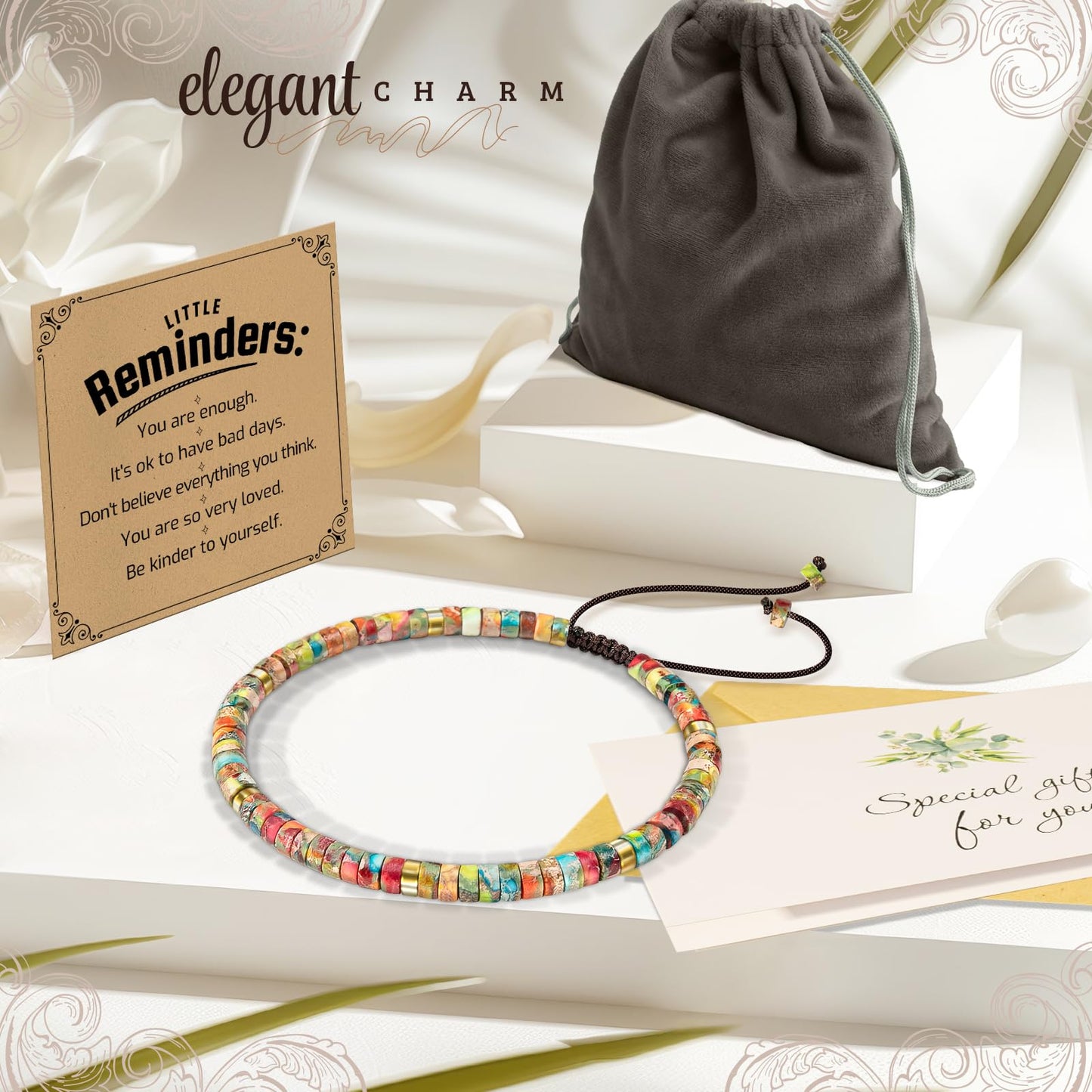 ZOKCC Cheer Up Gifts Bracelets for Women Healing Natural Stone Bracelets - Get Well Soon Inspirational Gifts for Women Friends Sister Friendship Bestie Coworker (H- REMINDER- KING STONE)