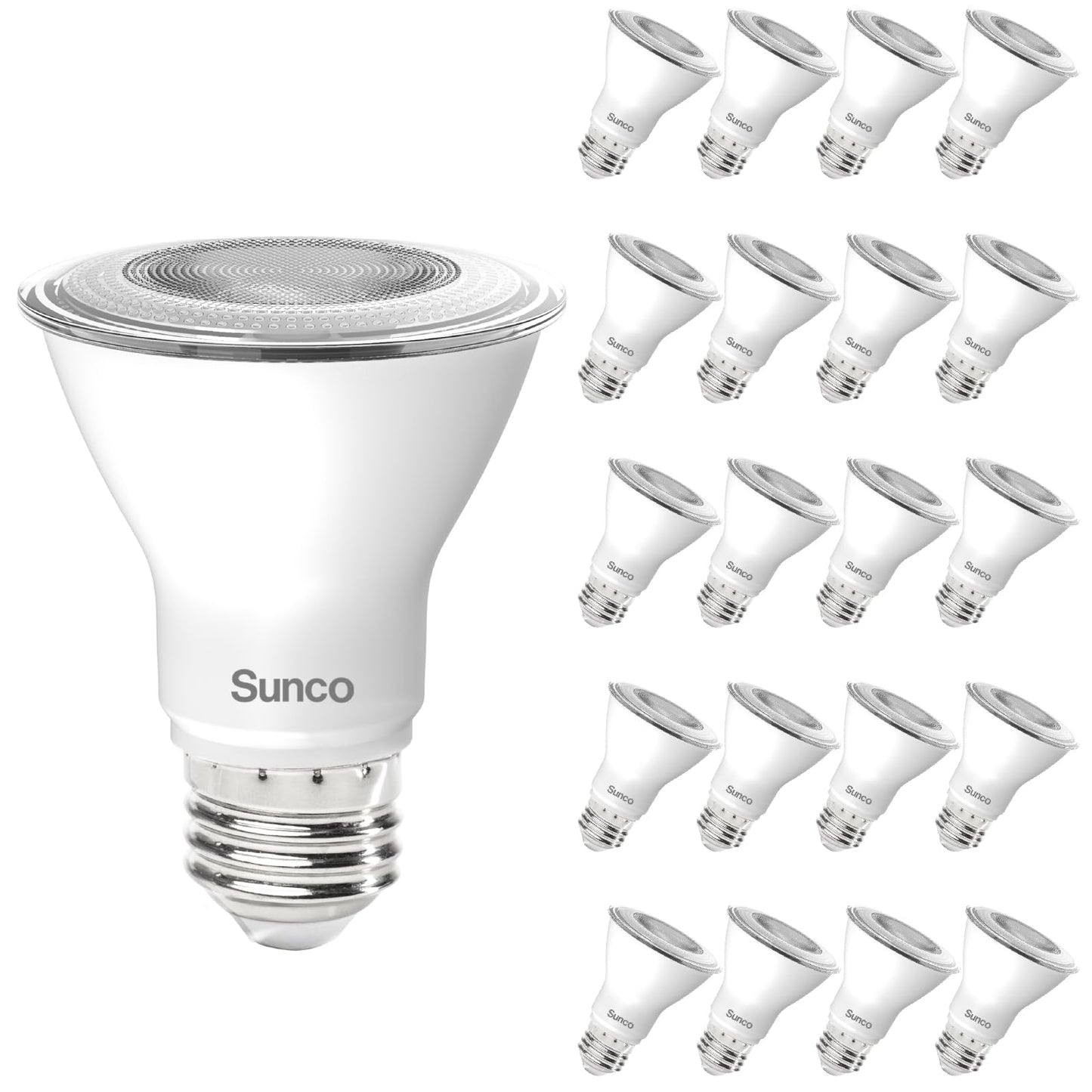 Sunco 20 Pack PAR20 LED Bulbs, Flood Light Bulb Outdoor, 500 LM, 7W (50W Equivalent), 2700K Soft White, E26 Medium Base, Dimmable, Track Lighting for Indoor/Outdoor Use, Wet Rated UL.