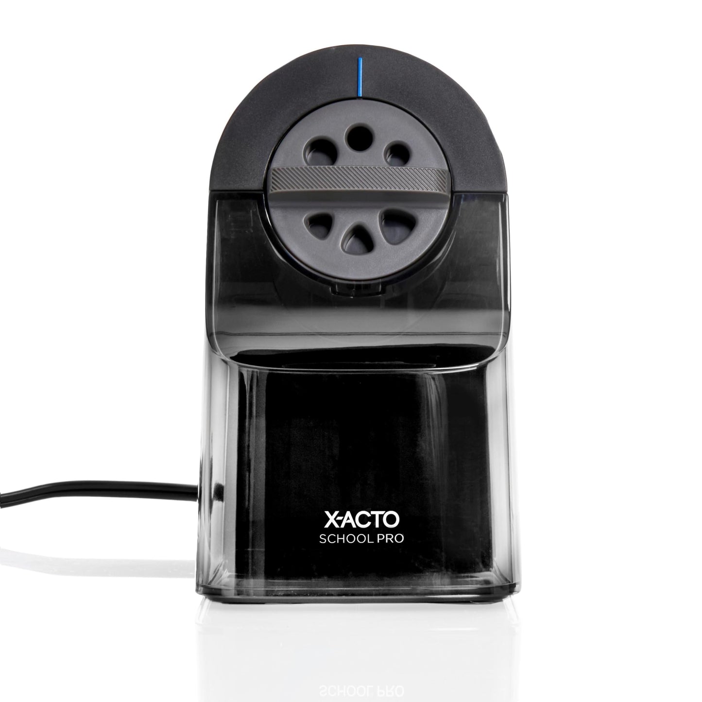 X-ACTO Pencil Sharpener, School Pro Electric Pencil Sharpener, With Six Size Dial, XL Shavings Bin, Black, 1 Count - Heavy Duty, Teacher and School Supplies