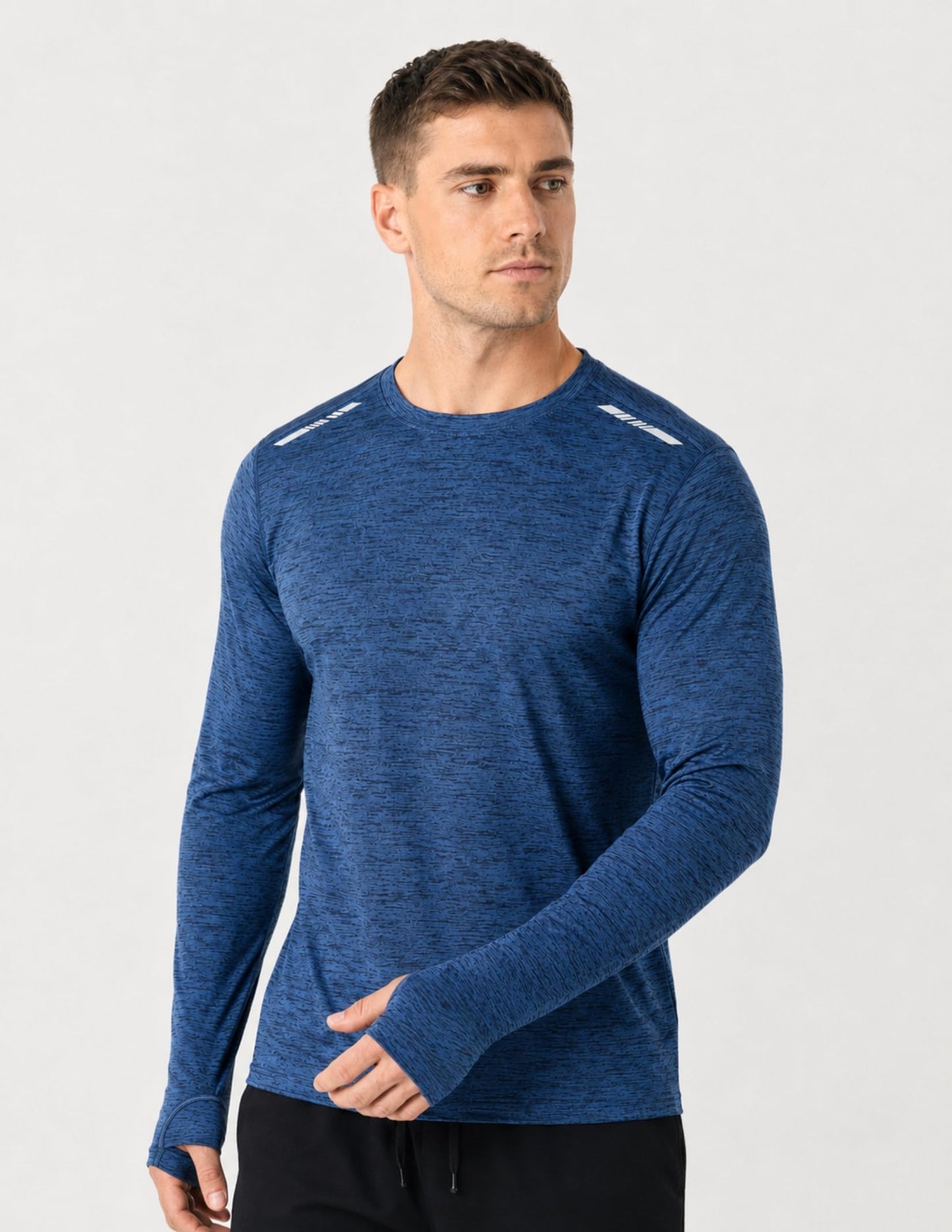 Liberty Imports 3 Pack Men's Long Sleeve Workout Shirts, Dry Fit Moisture Wicking Athletic Tops with Thumbholes (Set 1, Large)