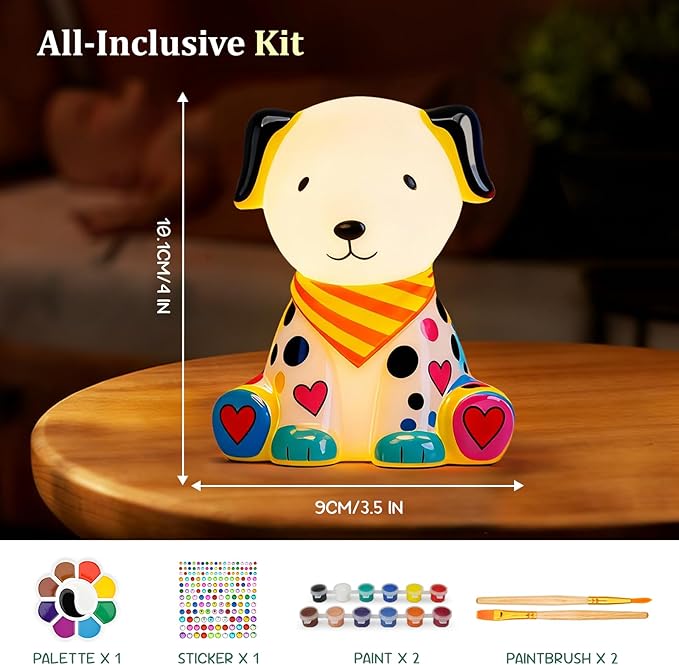 Paint Your Own Dog Lamp Kit - Art & Crafts Painting Kits for Kids, DIY Puppy Crafts Night Light,Art Supplies School Activities,Easter Christmas Birthday Creative Gift for Boys Girls Ages 4 5 6 7 8+