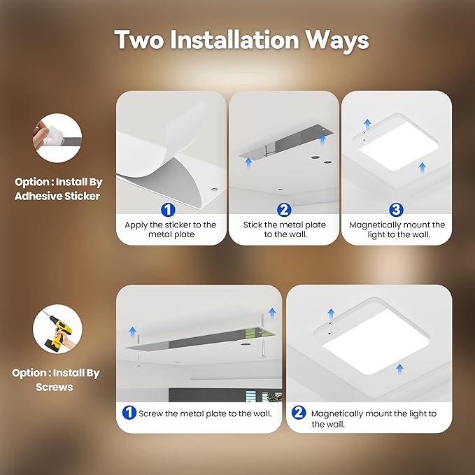 KINDEEP Battery Operated Ceiling Light: Wireless Closet Light Motion Sensor, Cordless Rechargeable Shower Light, for Bathroom, Garage, Hallway, 3 Color Temperatures Dimmable, White Shade 1Pack