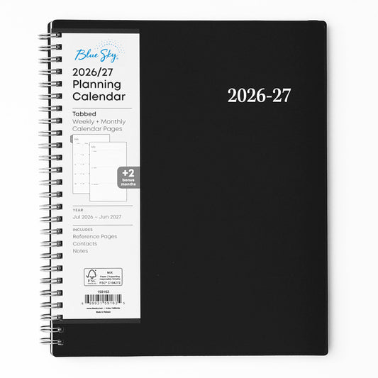 Blue Sky 2026-2027 Weekly and Monthly Academic Year Planner Calendar, July 2026 - June 2027, 7" x 9", Flexible Cover, Wirebound, Laminated Tabs, Enterprise