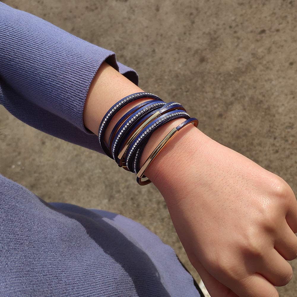 Artilady Leather Wrap Bracelet for Women-Boho Multi Layered Stackable Bracelets Bangle Jewelry for Women Trendy