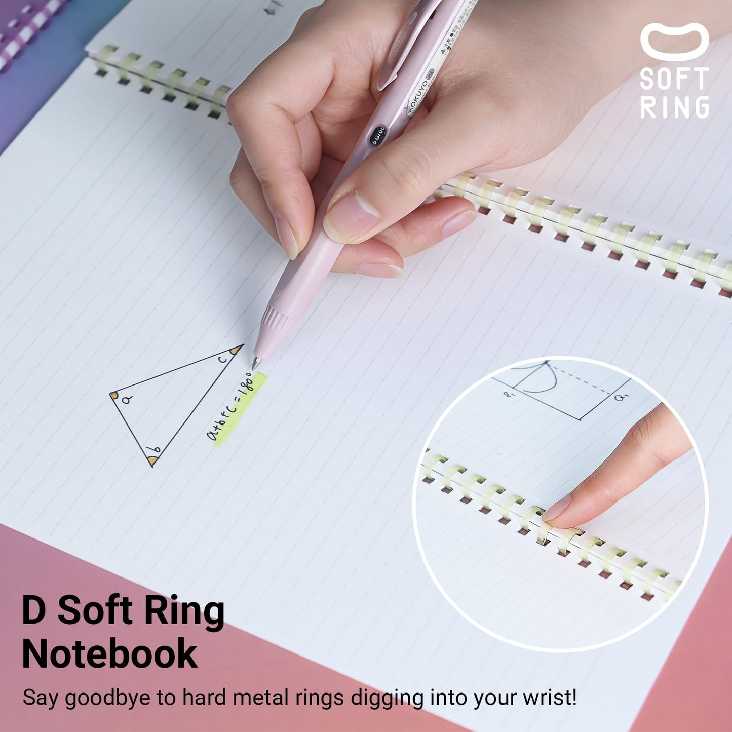KOKUYO Spiral Lined Notebook, 5 Pack 10'' x 7'' Pastel Journal B5 Campus Soft Ring Notebooks with Dot 7 mm Ruled, 40 Sheets, 1 Subject Notebook, Note Taking for School. Japan Import (SU-S111AT)