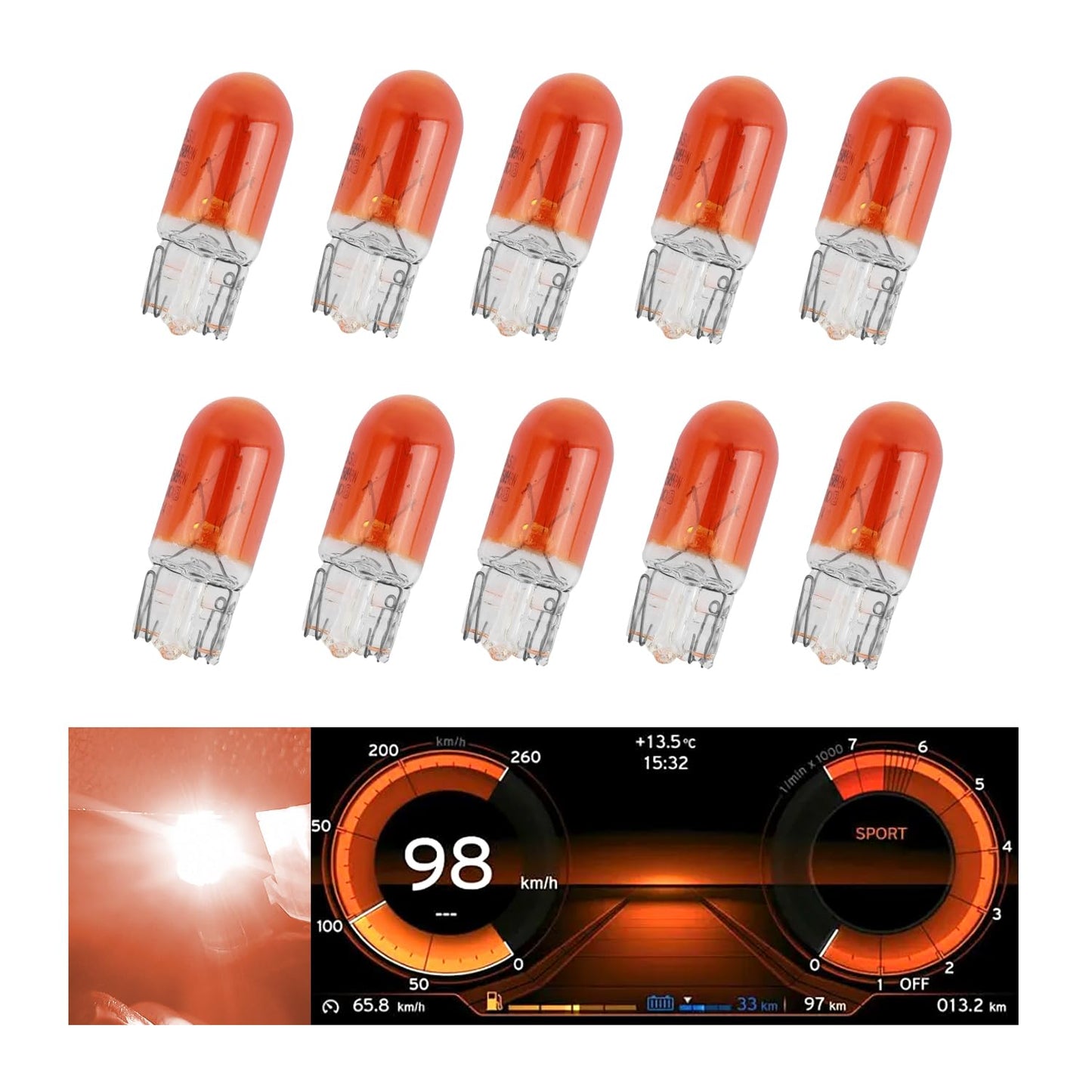 VKQTS 10PCS T10 168 Bulb for Cars,12V 5W Car W5W Bulb as Cars Door Lights & License Plate Light & Map Lights Bulbs Replacement,B