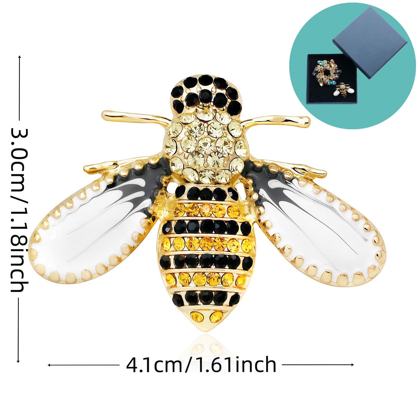 Yaximhozz 2pcs Rhinestone Brooch Pin for Women Dress Elegant Stylish Crystal Brooches Fashion Accessories Pins Lapel Boutonniere Ideas Wedding Christmas Birthday Jewelry Easter Gift (15 Bee/Colorful)