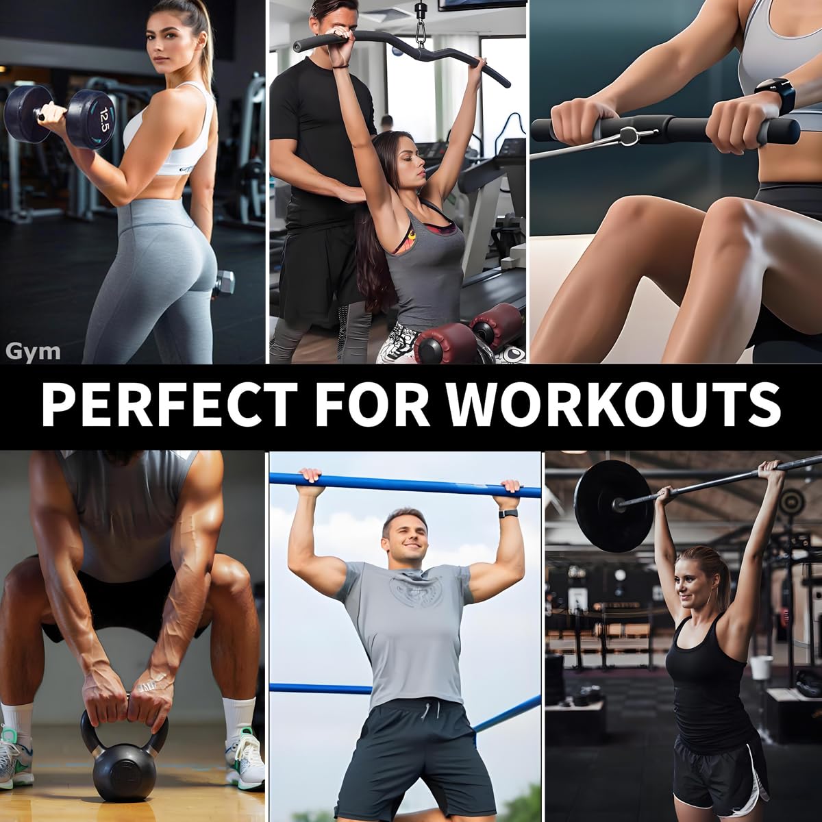 Anti-Slip Workout Grips for Men & Women - Rubber Gym Palm Protectors for Weight Lifting, Pull-Ups, Dumbbell, Fitness Training and Exercise, No Sweaty Hands, Ergonomic Hand Protection Gloves (Black)