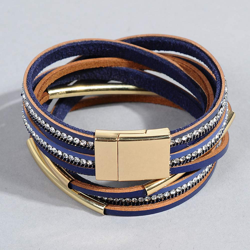 Artilady Leather Wrap Bracelet for Women-Boho Multi Layered Stackable Bracelets Bangle Jewelry for Women Trendy