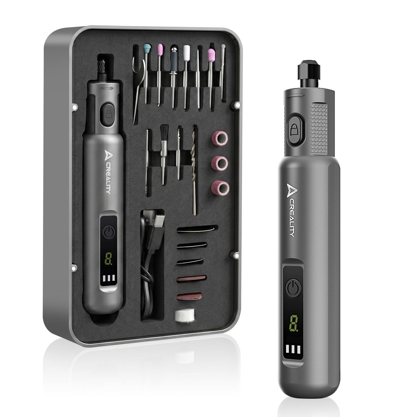 Creality Cordkess Rotary Tool, 6-Speed Mini Rotary Tool Kit with 24 Accessories, Multi-Purpose 3.7V Rechargeable Power Rotary Tool for Sanding, Polishing, Drilling, Engraving, DIY Crafts