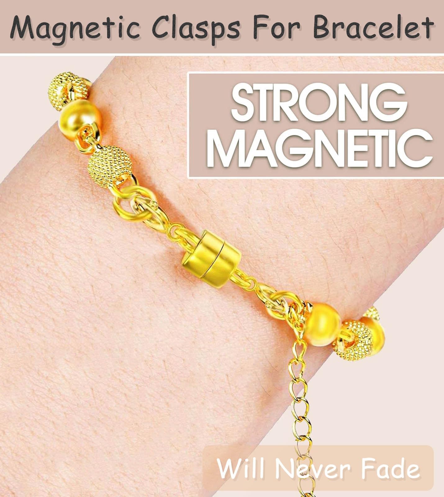 Dailyacc Magnetic Necklace Clasps and Closures, Double Open Bracelet Extender for Jewelry Converters Clasp (14k Gold, Silver)