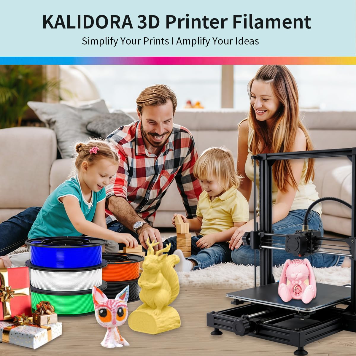 PLA+3D Printer Filament 1.75mm Bundle, Individually Vacuum Packed, Multicolor Dimensional Accuracy +/- 0.02mm, 0.25kg per Spool, 8 Pack, 2KG Total