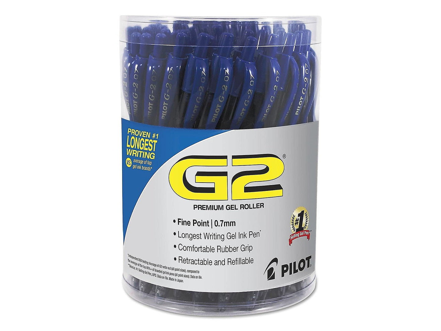 Pilot G2 Premium Gel Pen Convenience Pack, Retractable, Fine 0.7 mm, Blue Ink, Blue Barrel, 36/Pack